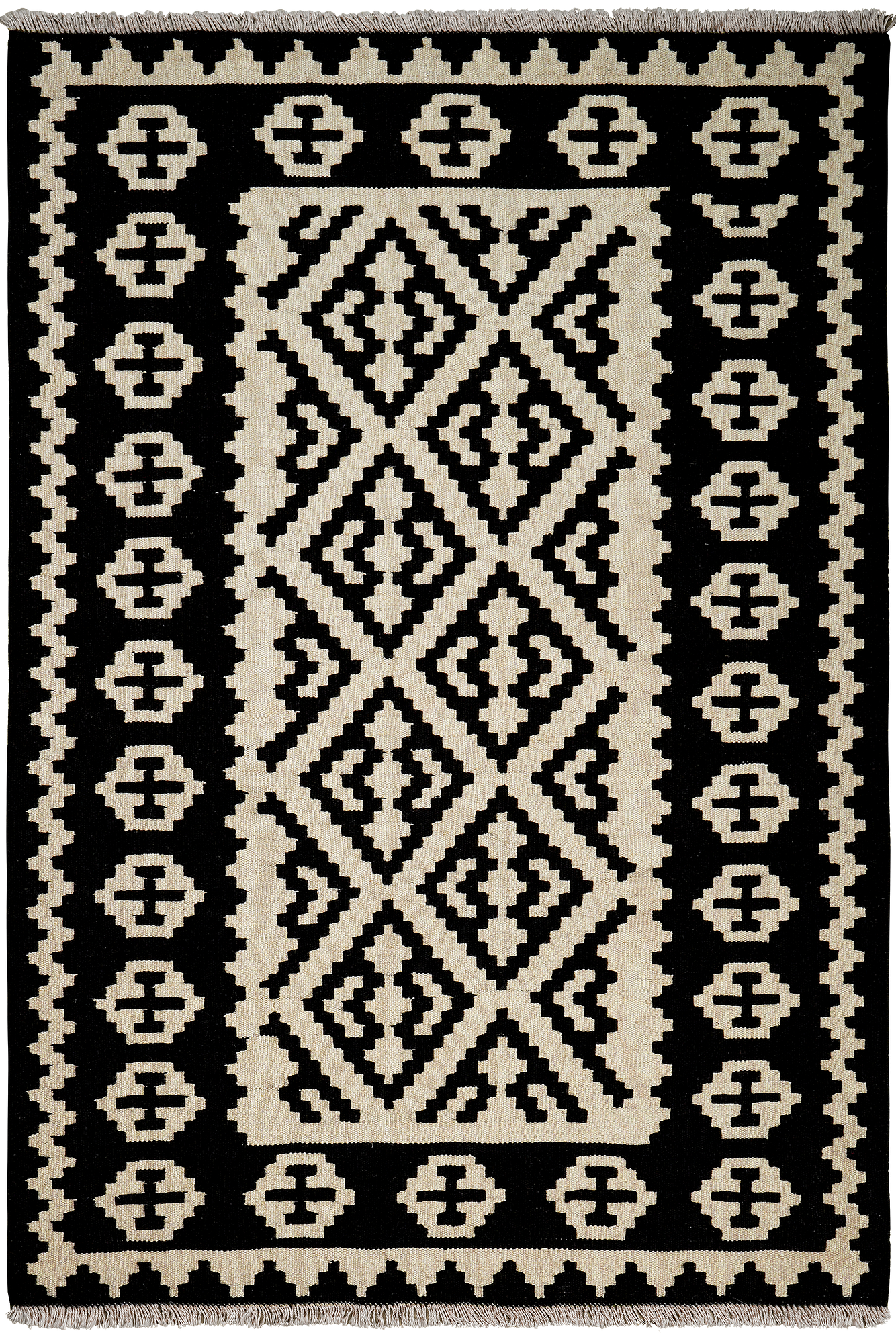 Kilim Gashgai Teppich Schwarz 0
