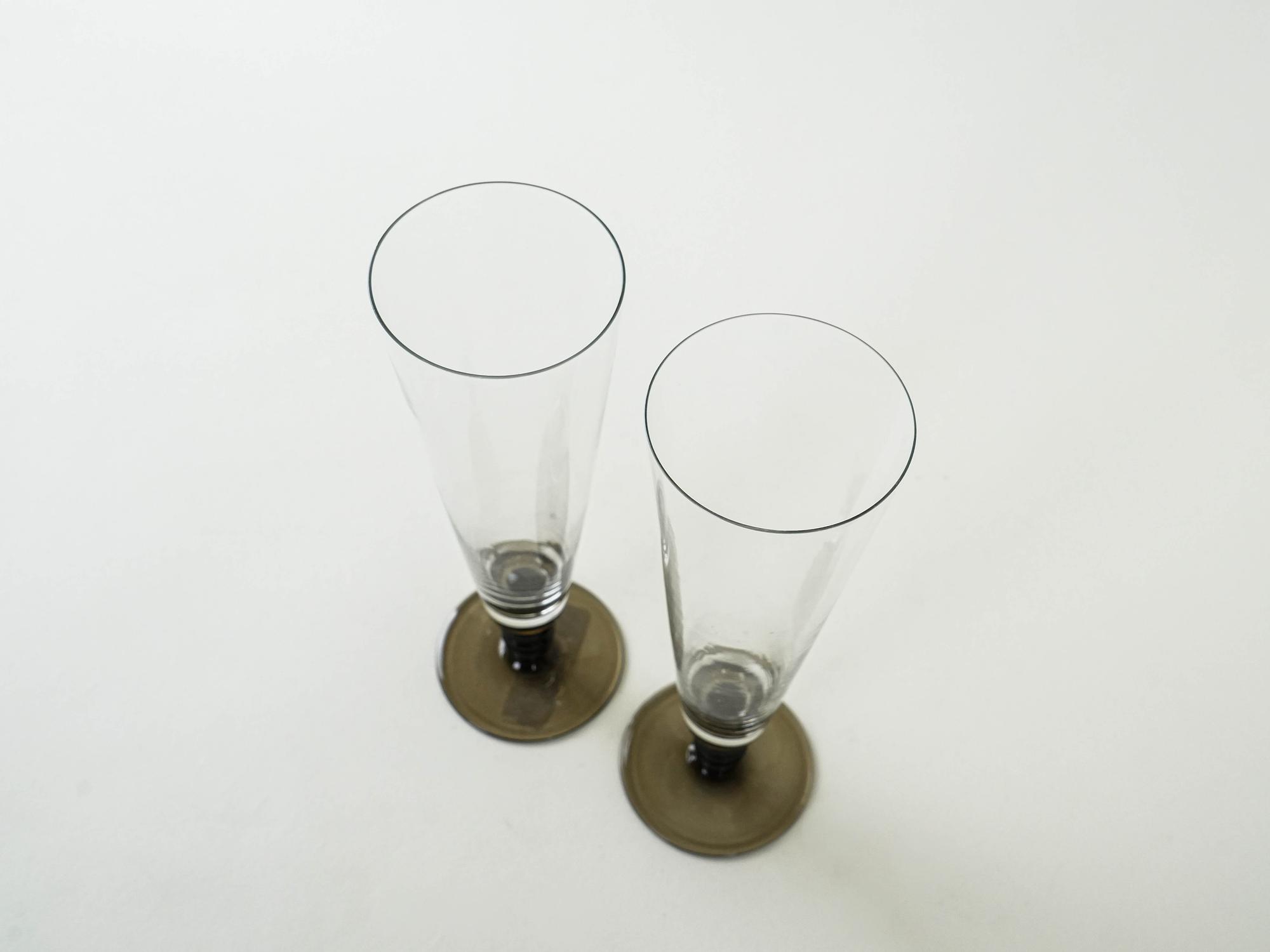 2x Champagnergläser Glas Transparent 1970er Jahre 5