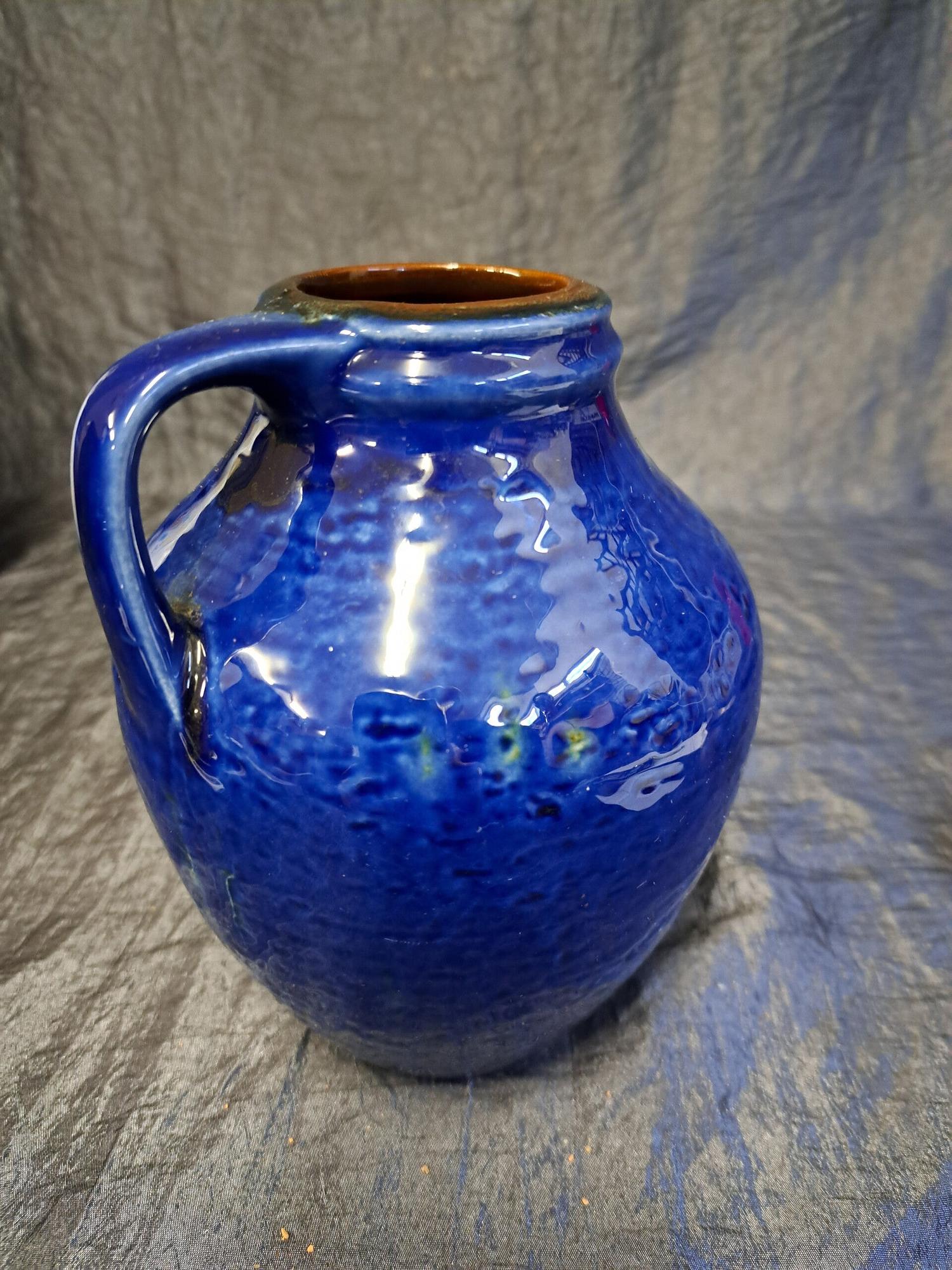 Vintage Vase Keramik Blau  1
