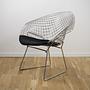 Bertoia Diamond Chair Silber mit schwarzem Kissen 0