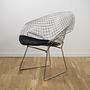 Bertoia Diamond Chair Silver with black cushion 0