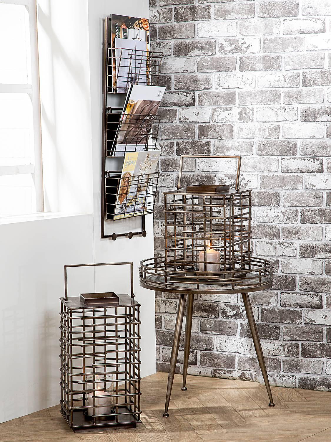 Laterne Loft Eisen Messing Höhe: 47 cm 2