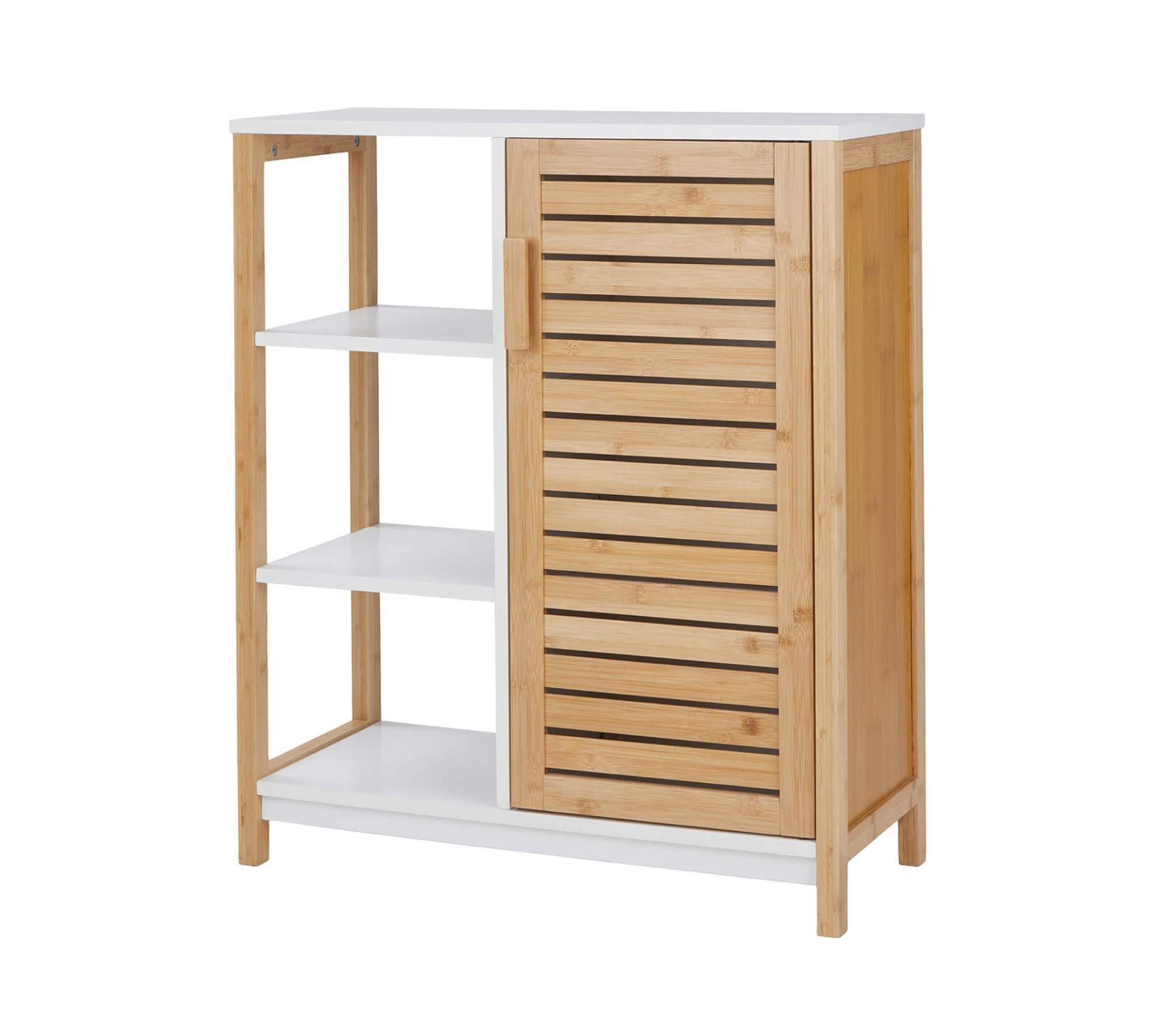 Badschrank Bambus Natur Weiß 0