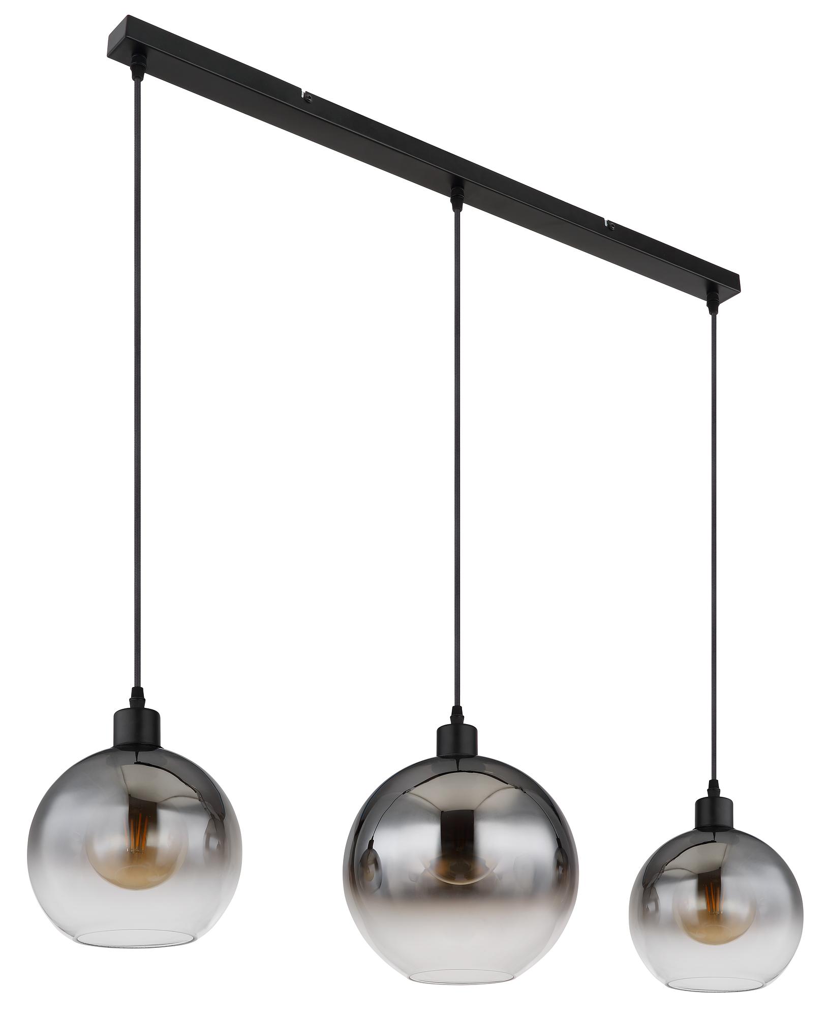 Pendelleuchte Newcastle 3-Flammig Rauchglas Eisen  3