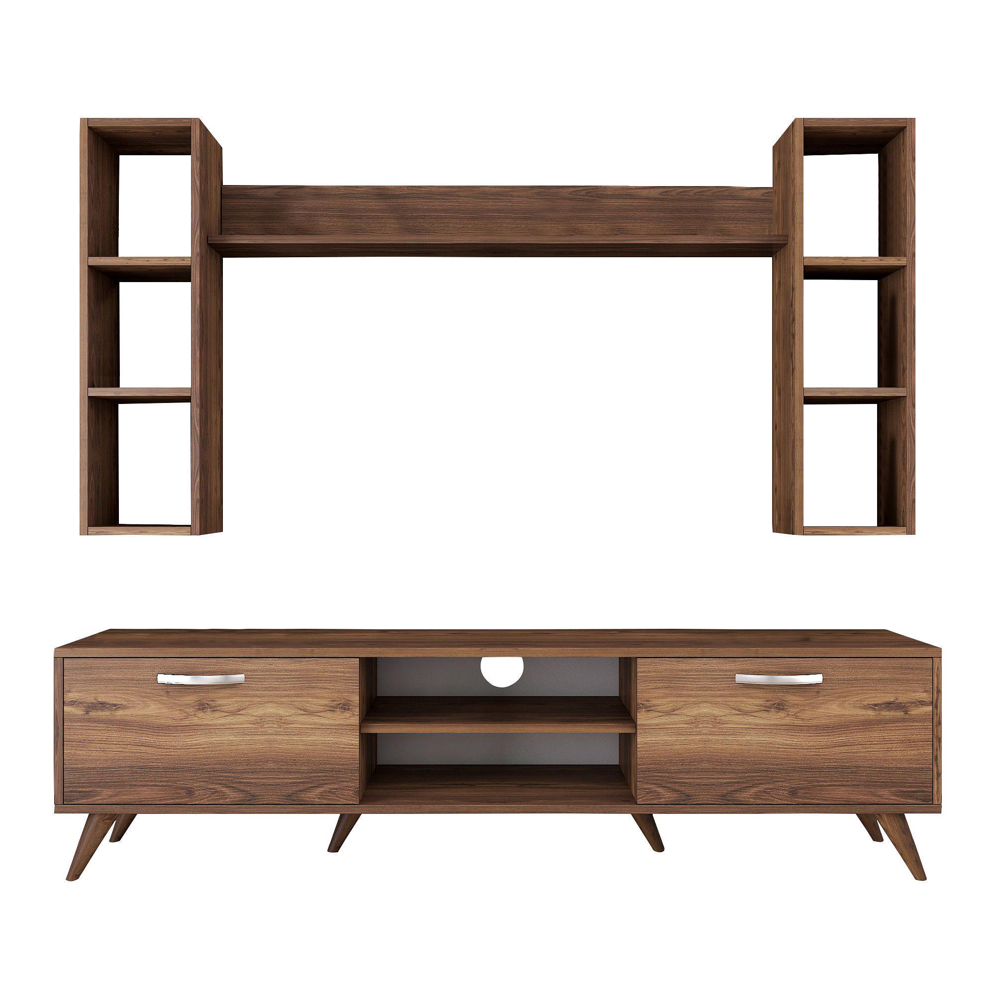 Lowboard with wall shelf walnut brown 7