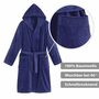 Unisex Bademantel Baumwolle mit Kapuze Blau 2XLarge 3