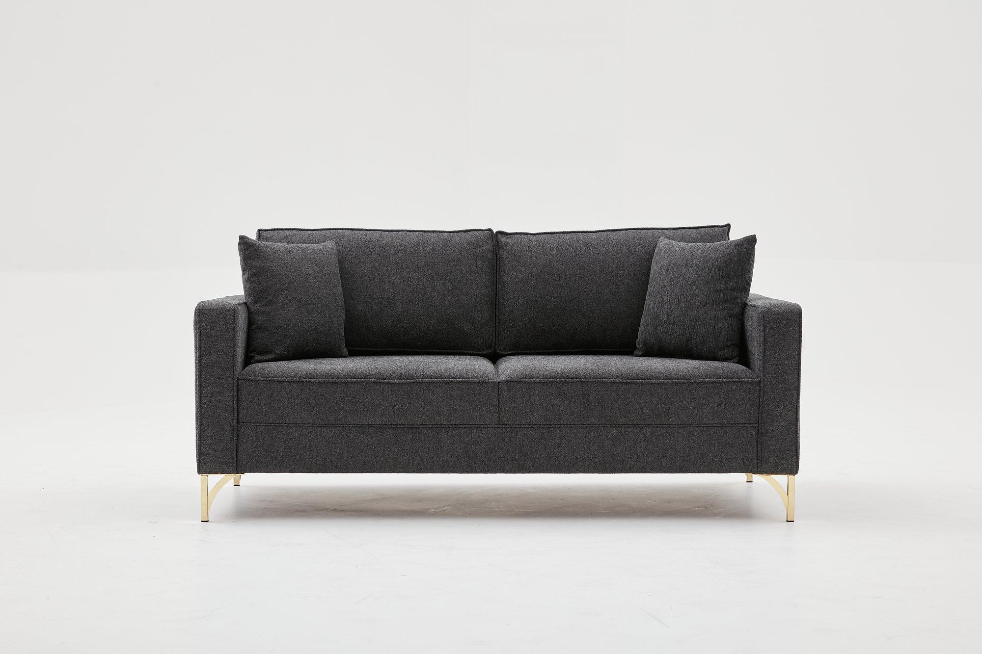 Lima Sofa 2-Sitzer Anthrazit mit goldenen Beinen 5