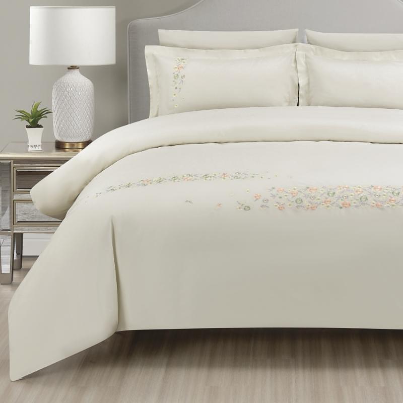 Set biancheria da letto 6 pz. 100% cotone bianco crema 140x200 cm 0