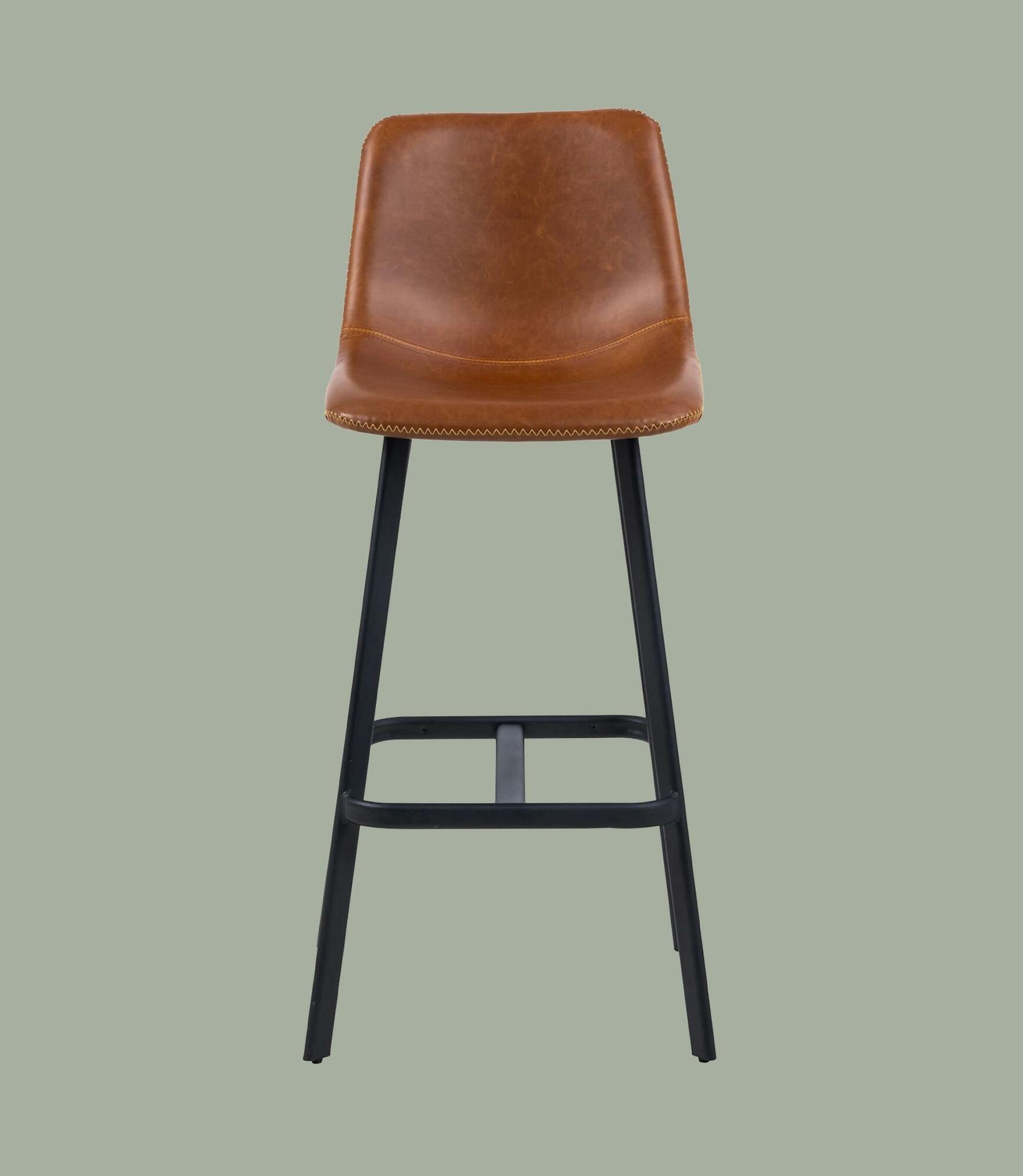 2x Barstuhl Veganes Leder Cognac 1