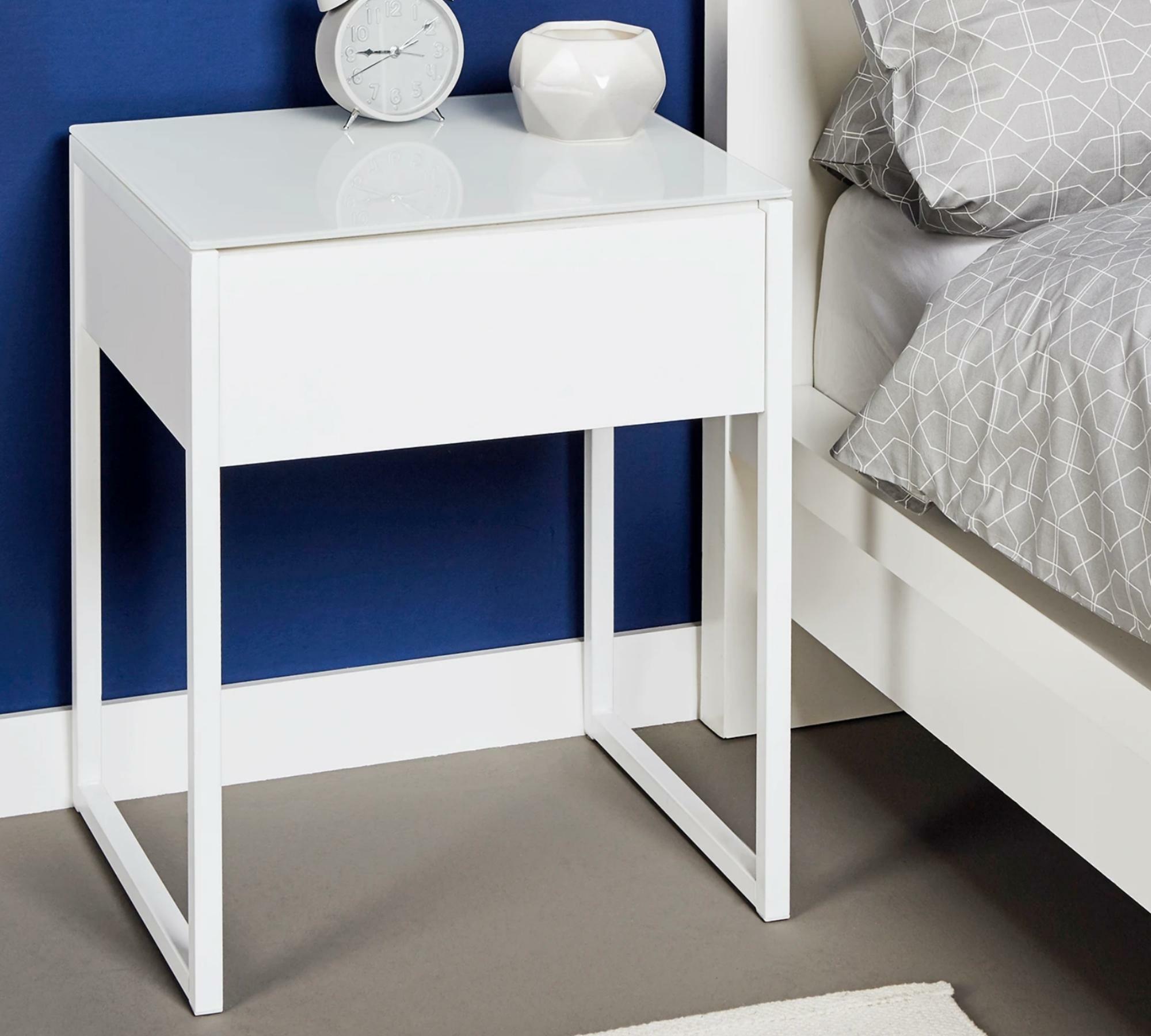 Minimalistischer Beistelltisch Glas Metall Weiß 5