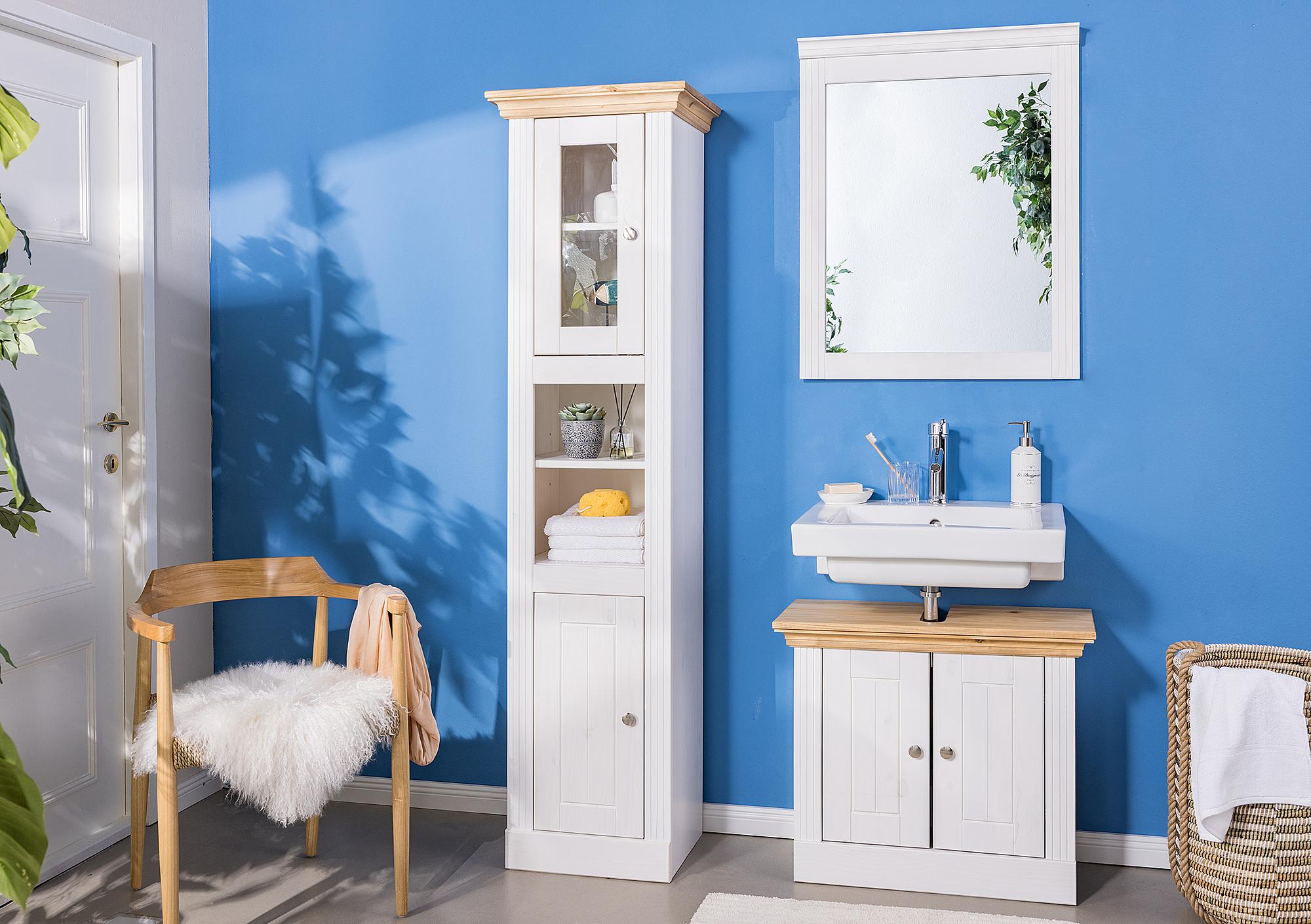 Waschbeckenunterschrank Lyngby Massivholz Weiß 2