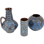 Set Vintage Vase Keramik Blau  0