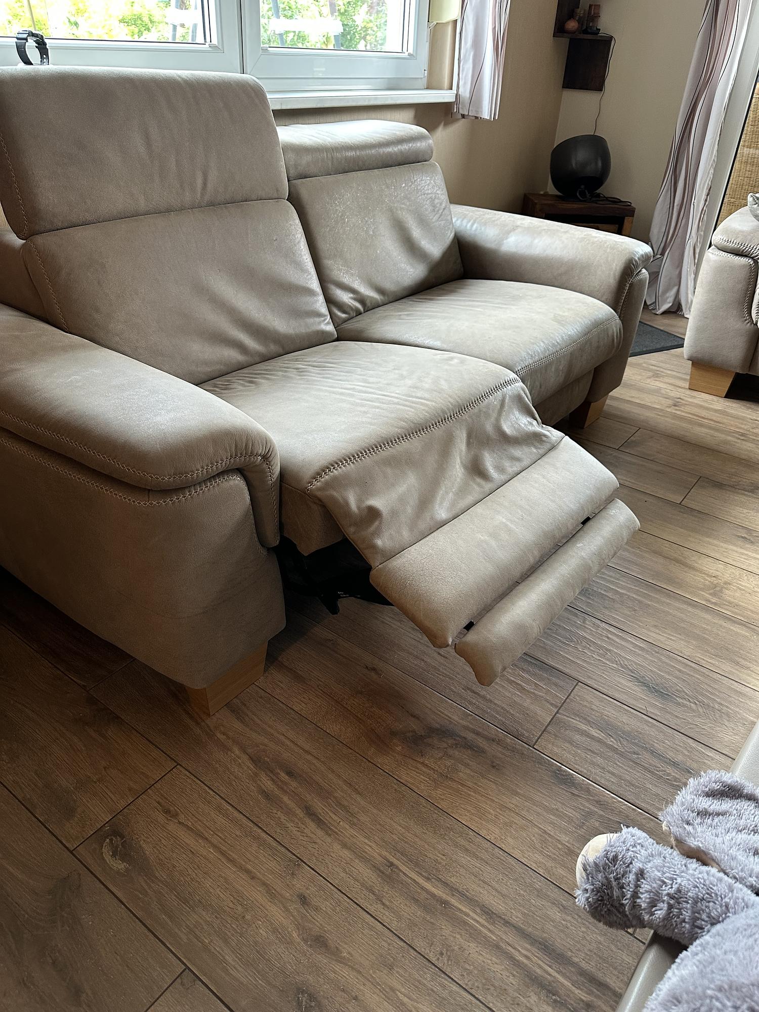 2-Sitzer Sofa mit Relaxfunktion Echtleder Beige 0