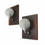 2x Wall lamp glass wood brown 1970s  0