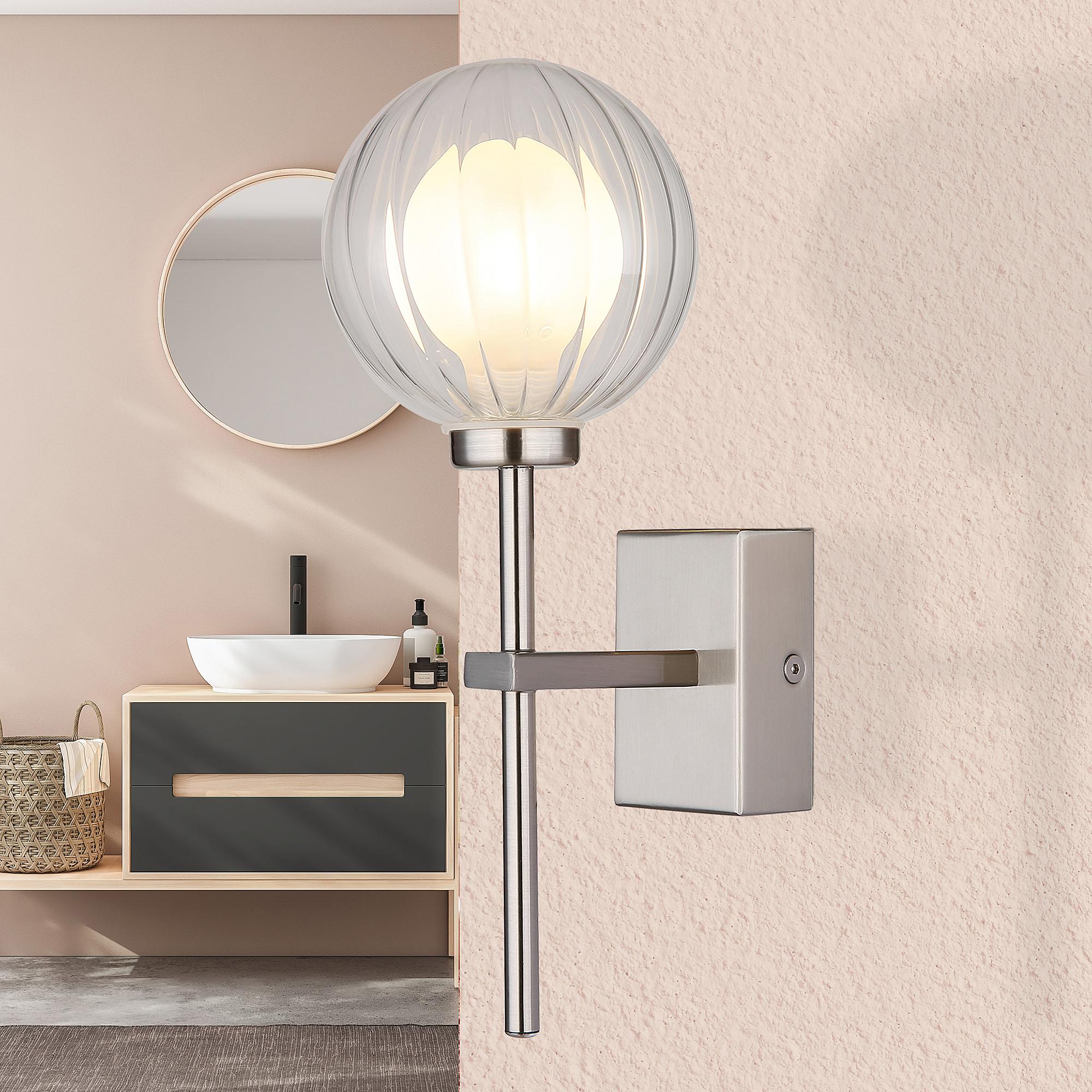 1-Light Brisbon Type B Wall Light Clear Glass Iron Silver 1