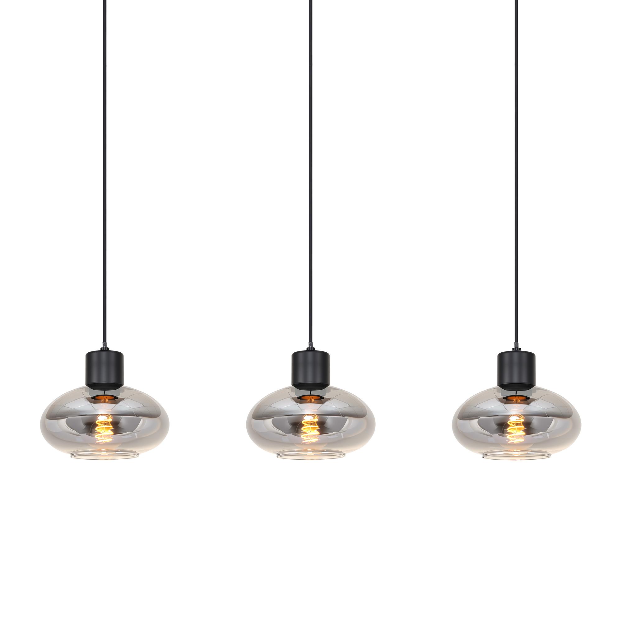 3-Flammig Laport Pendelleuchte Gusseisen Rauchglas Schwarz 3
