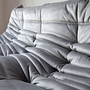 Togo Sofa 3-Sitzer, 2-Sitzer & Ottoman Samt Silbergrau 9