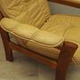 Sessel Teakholz Leder Gelb 1960er Jahre 12