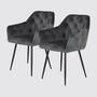 2x Armchair upholstered in tufted velvet, medium grey 0