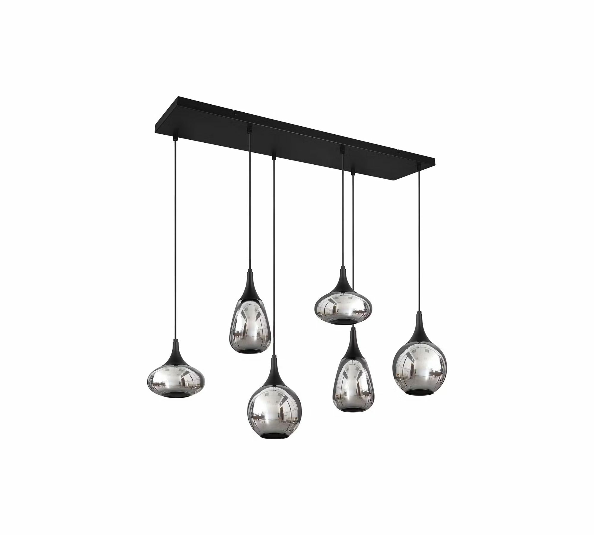 Pendelleuchte 6-flammig Rauchglas Stahl 2