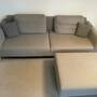 Sofa Stoff Hellgrau mit Hocker 0