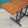Vintage Table Wood Metal Brown 1970s 9