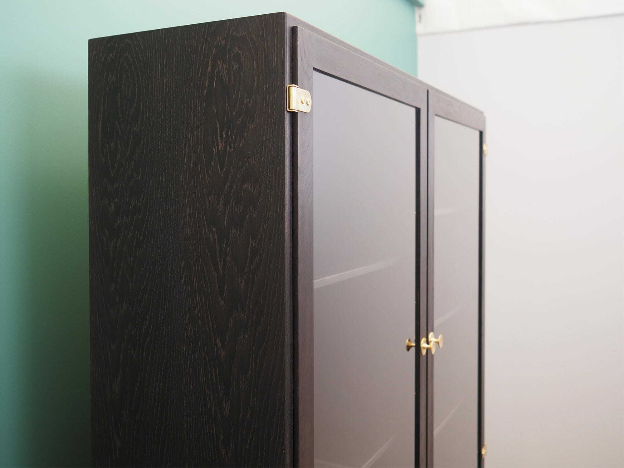 Vintage cabinet oak wood grey 1960s 3