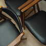 6x Chair Teak Wood Leather Black 1970s 9