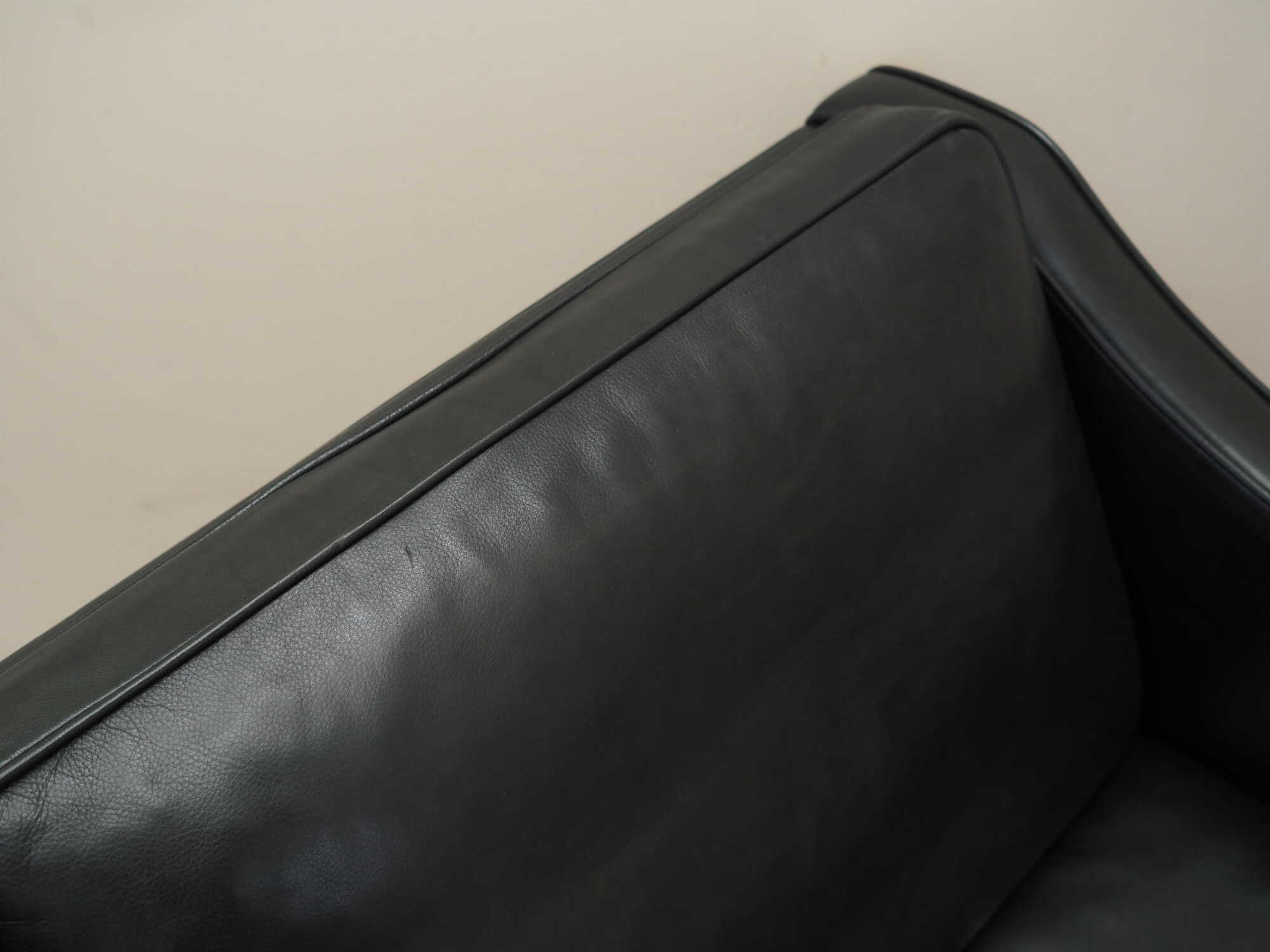 Sofa Leather Black 1970s 8