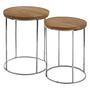 Agra Set aus 2 Mangoholz Beistelltischen mit runder Platte
 2