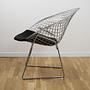 Bertoia Diamond Chair Silver with black cushion 1