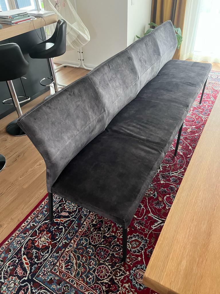 4-Sitzer Polstersitzbank Samt Grau 0