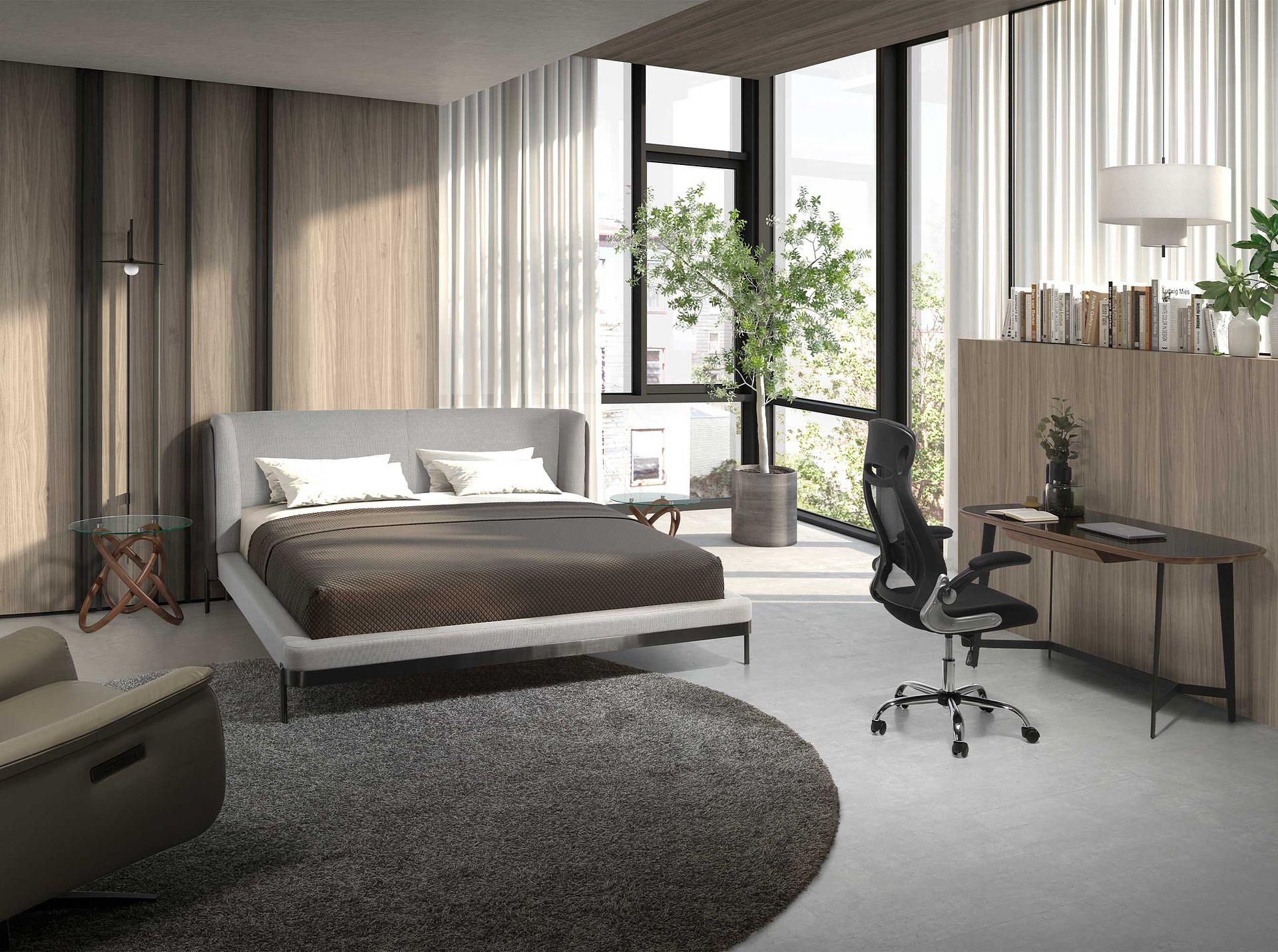 Runder Beistelltisch Glas Nussbaumfurnier 3