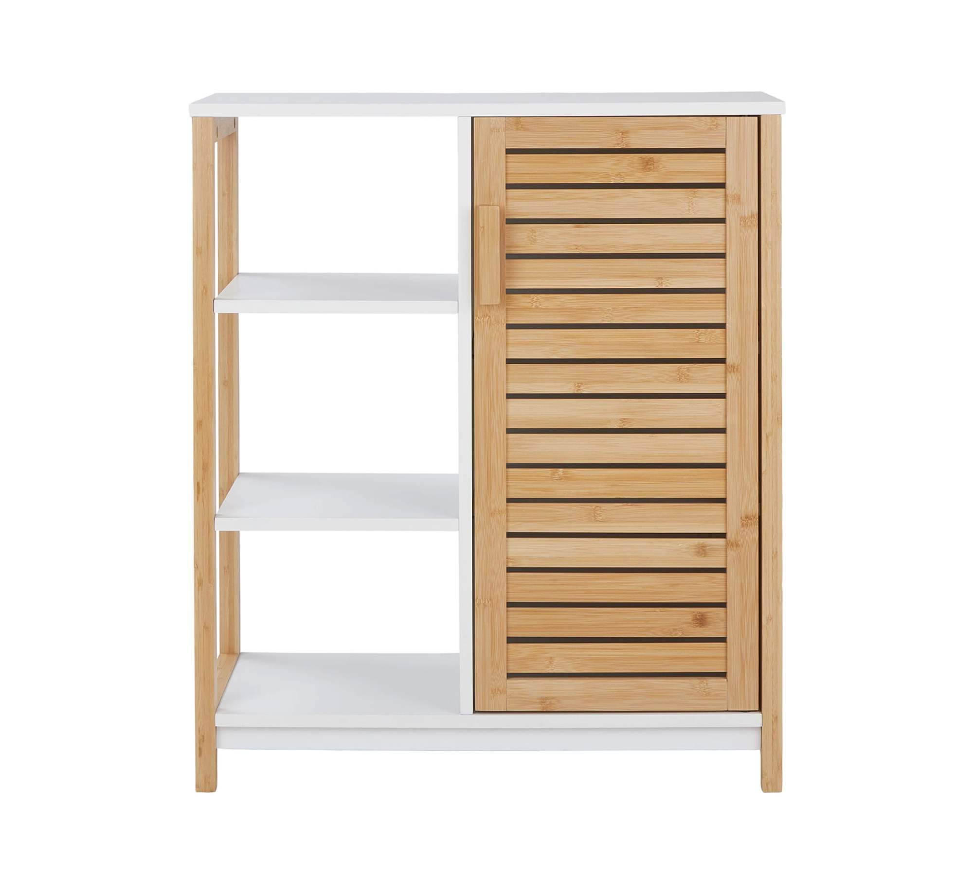 Badschrank Bambus Natur Weiß 1