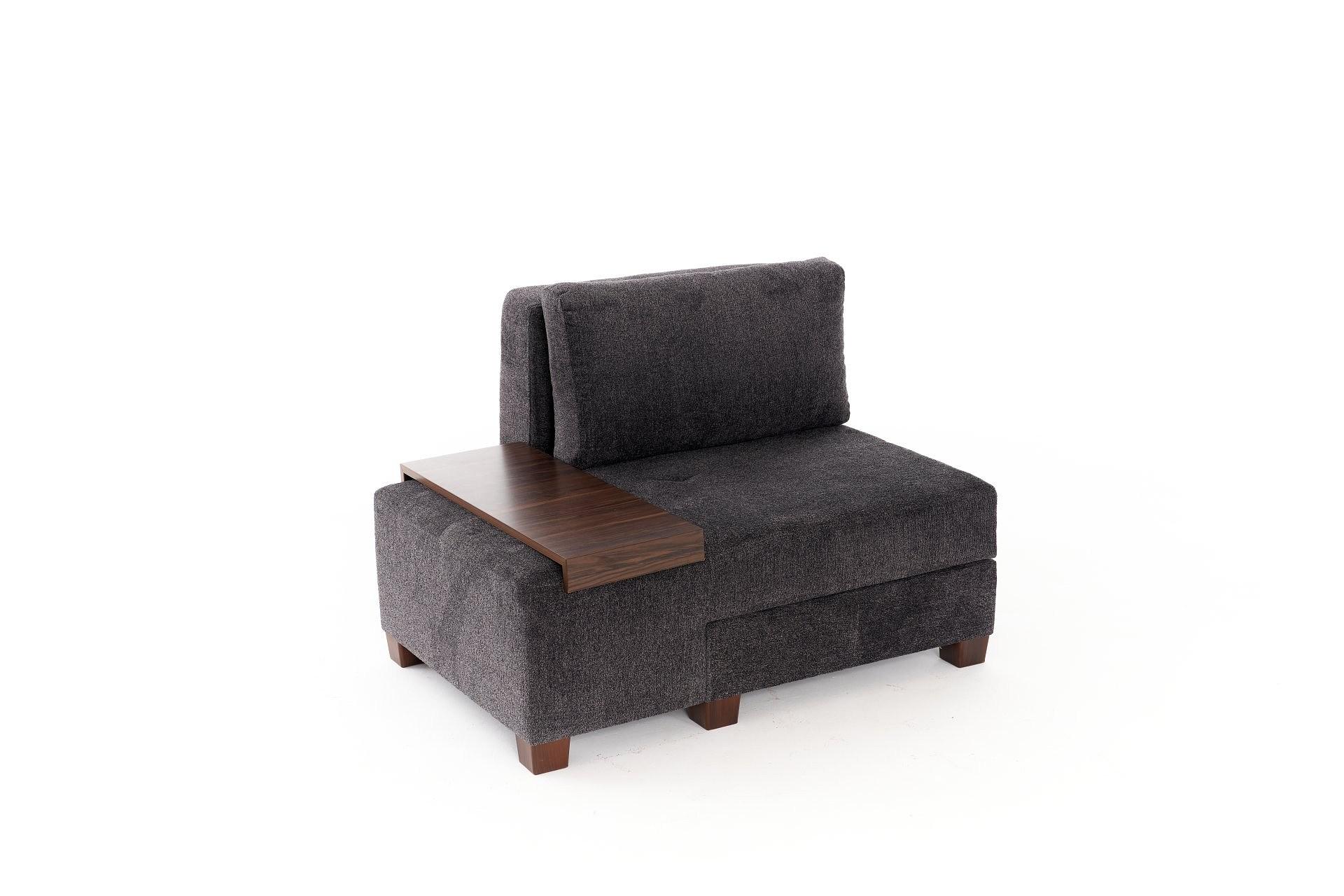 Perenna 1-seater module left Chenille Anthracite 4