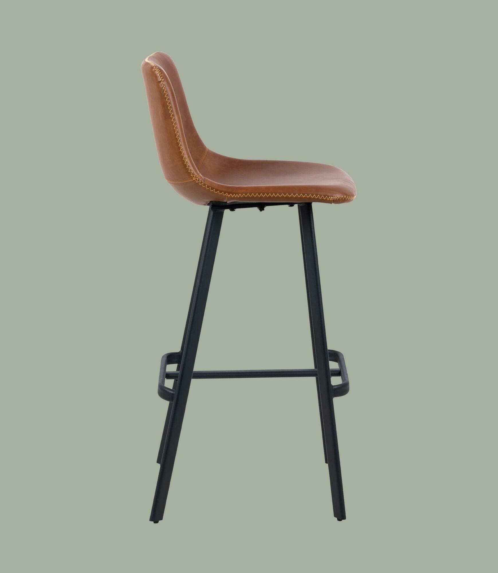 2x Barstuhl Veganes Leder Cognac 2