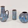 Set Vintage Vase Keramik Blau  1