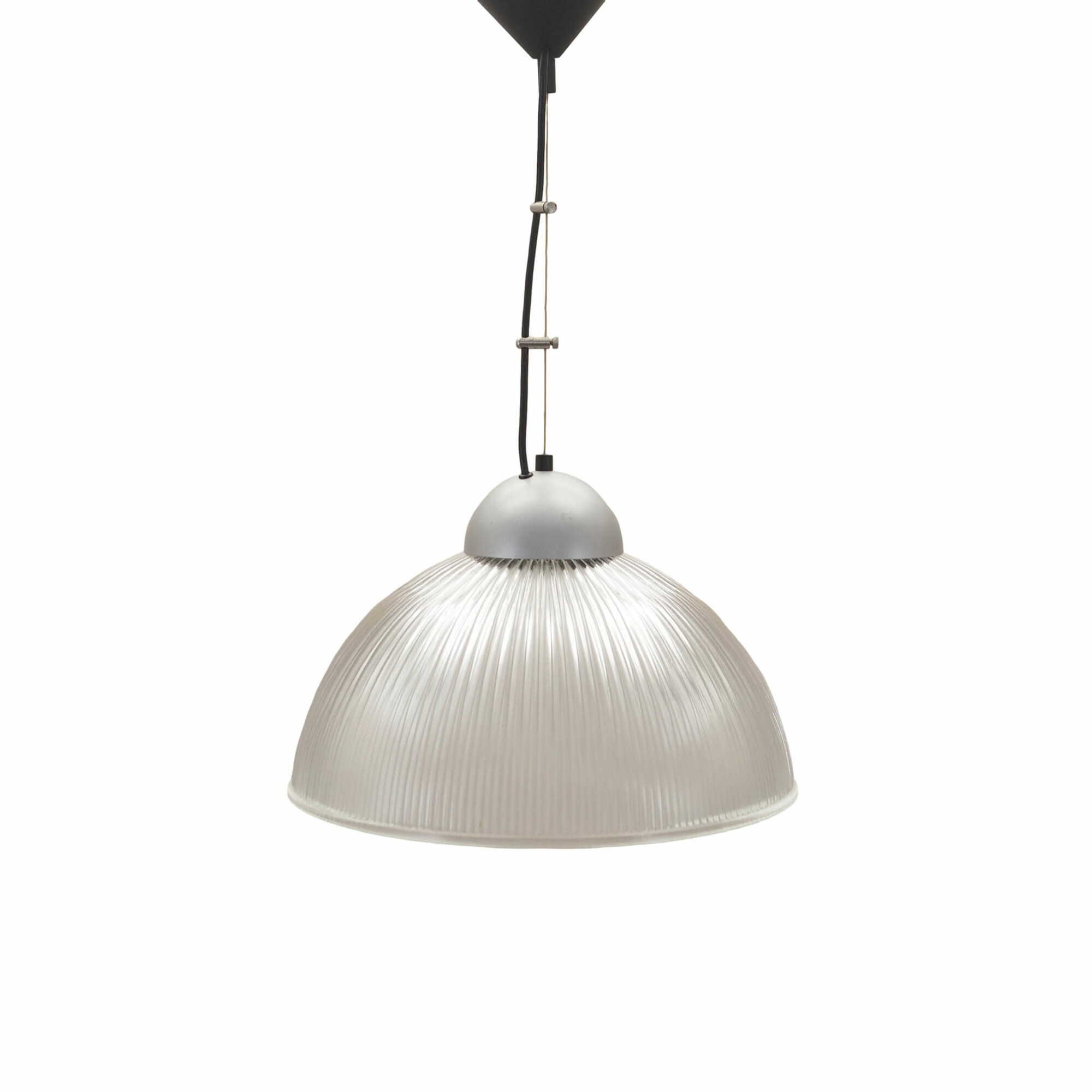 Vintage pendant lamp glass plastic grey 1970s 0