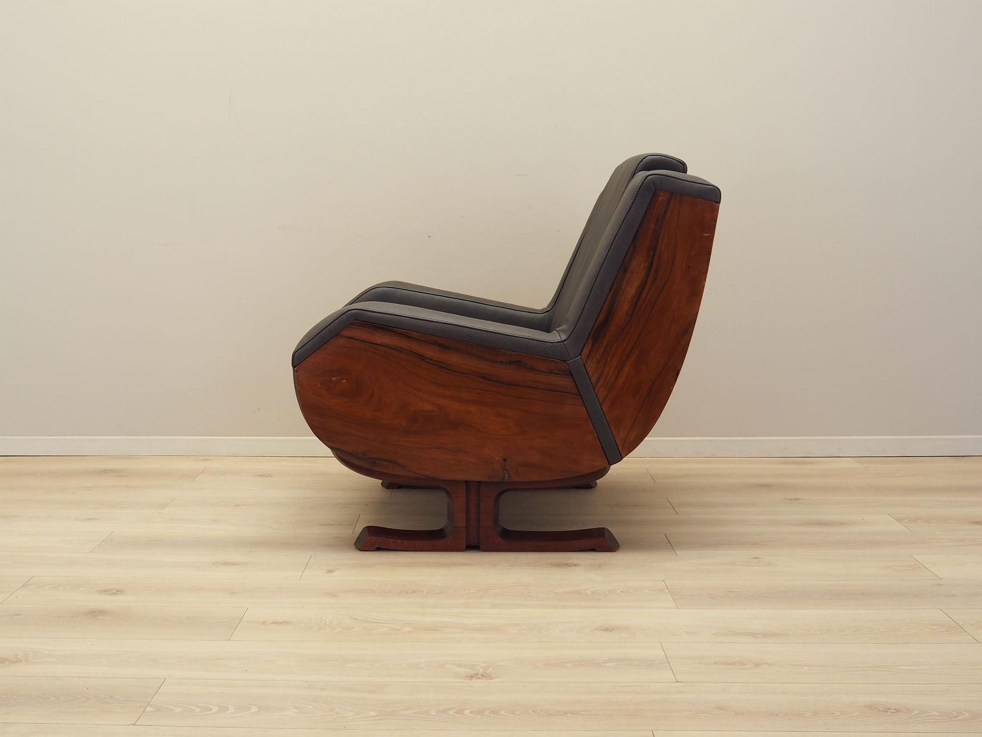 Armchair Leather Dark Brown 1970s 3