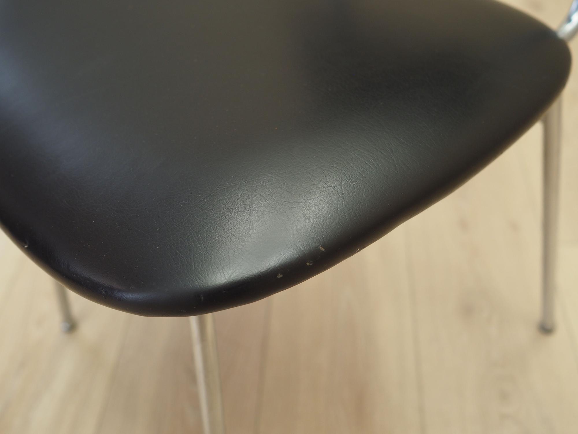 Dining chair faux leather metal 1970s 13