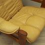 Armchair Teak Wood Leather Yellow 1960s 11