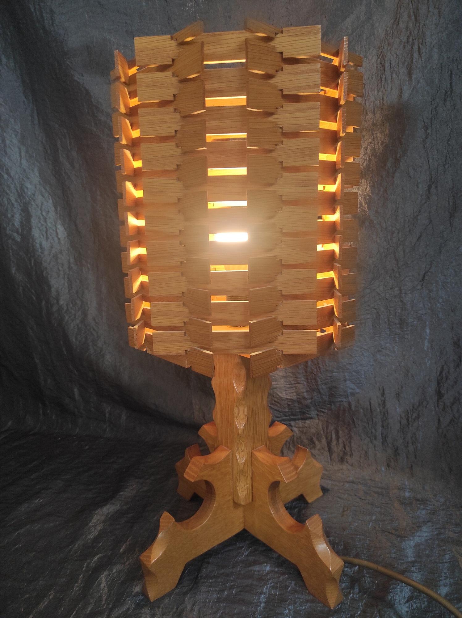 Vintage Holz Tischlampe 60er Jahre 1