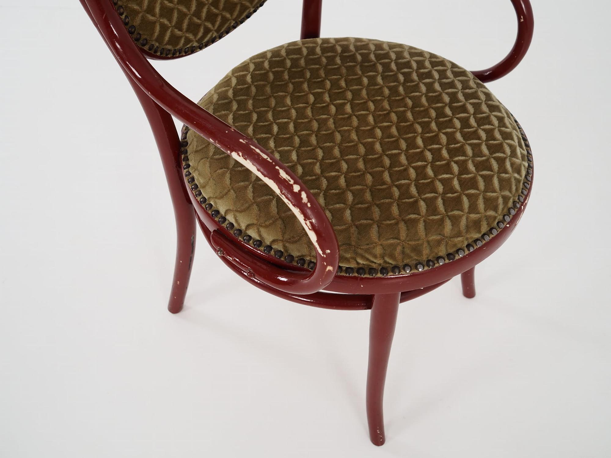 Vintage Stuhl Buchenholz Textil Grün   10