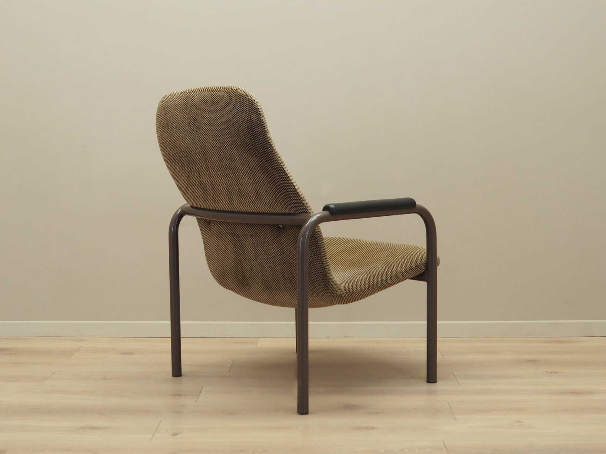 Vintage Sessel Textil Metall Braun 1960er Jahre 7