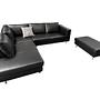 Indivi Ecksofa mit Ruhemodul & Hocker Salto-Leder Schwarz 0