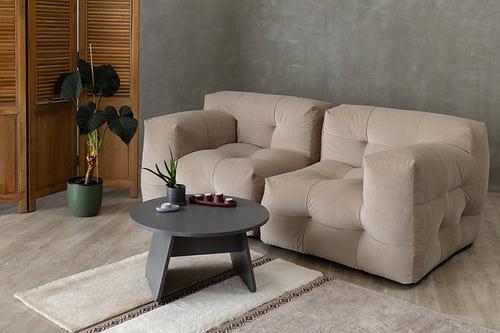 Not-A-Sofa Modulares 2-Sitzer Sofa Velours Beige 1