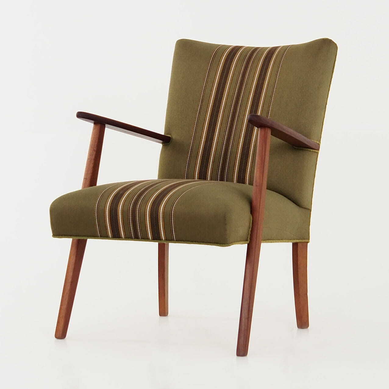 Vintage Stuhl Teakholz Textil Grün 1960er Jahre 1