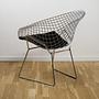 Bertoia Diamond Chair Silver with black cushion 2