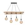4-flammige Pendelleuchte Holz Eisen Braun 0