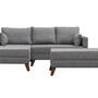 Schlafsofa Récamiere Links & Hocker Polyester Holz Grau 5